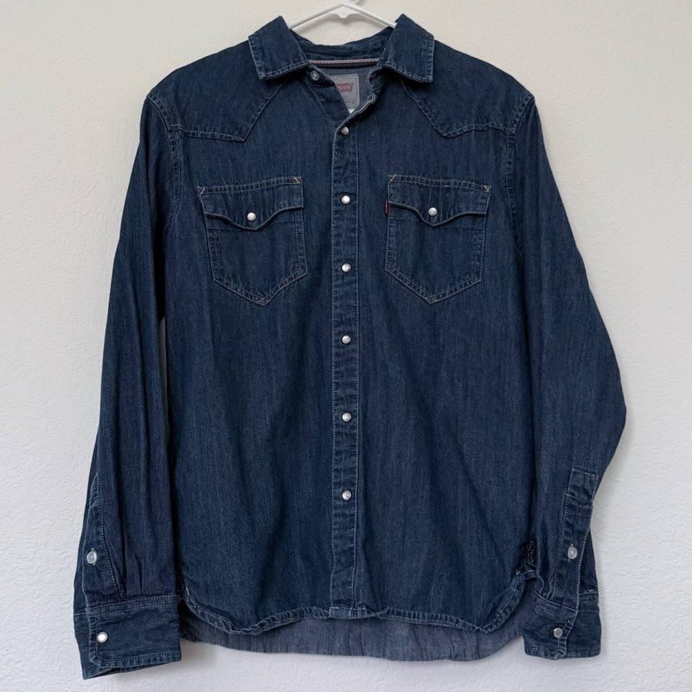 Levi’s Vintage Standard Fit Western Denim Flannel Shirt Jacket Size Small - Blue